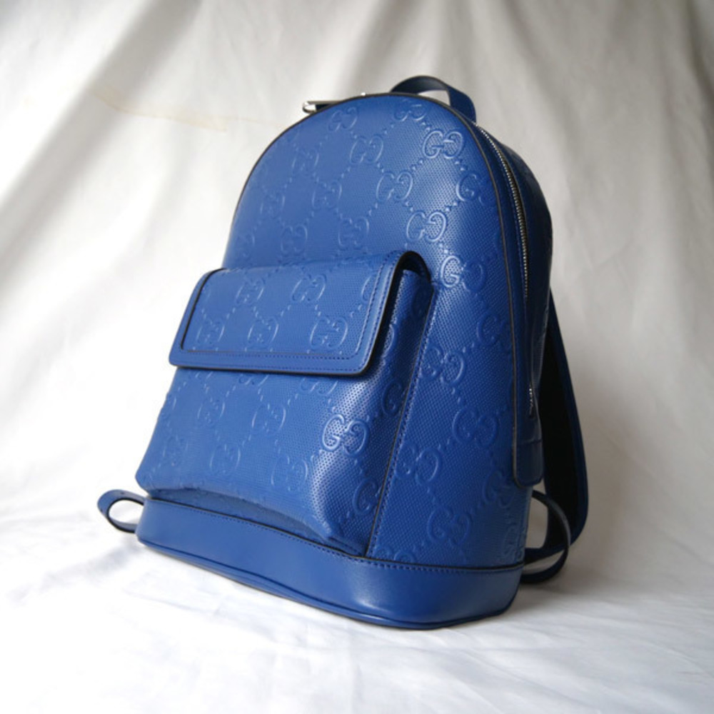 Gucci Backpack Gg Embossed Blue - Gem